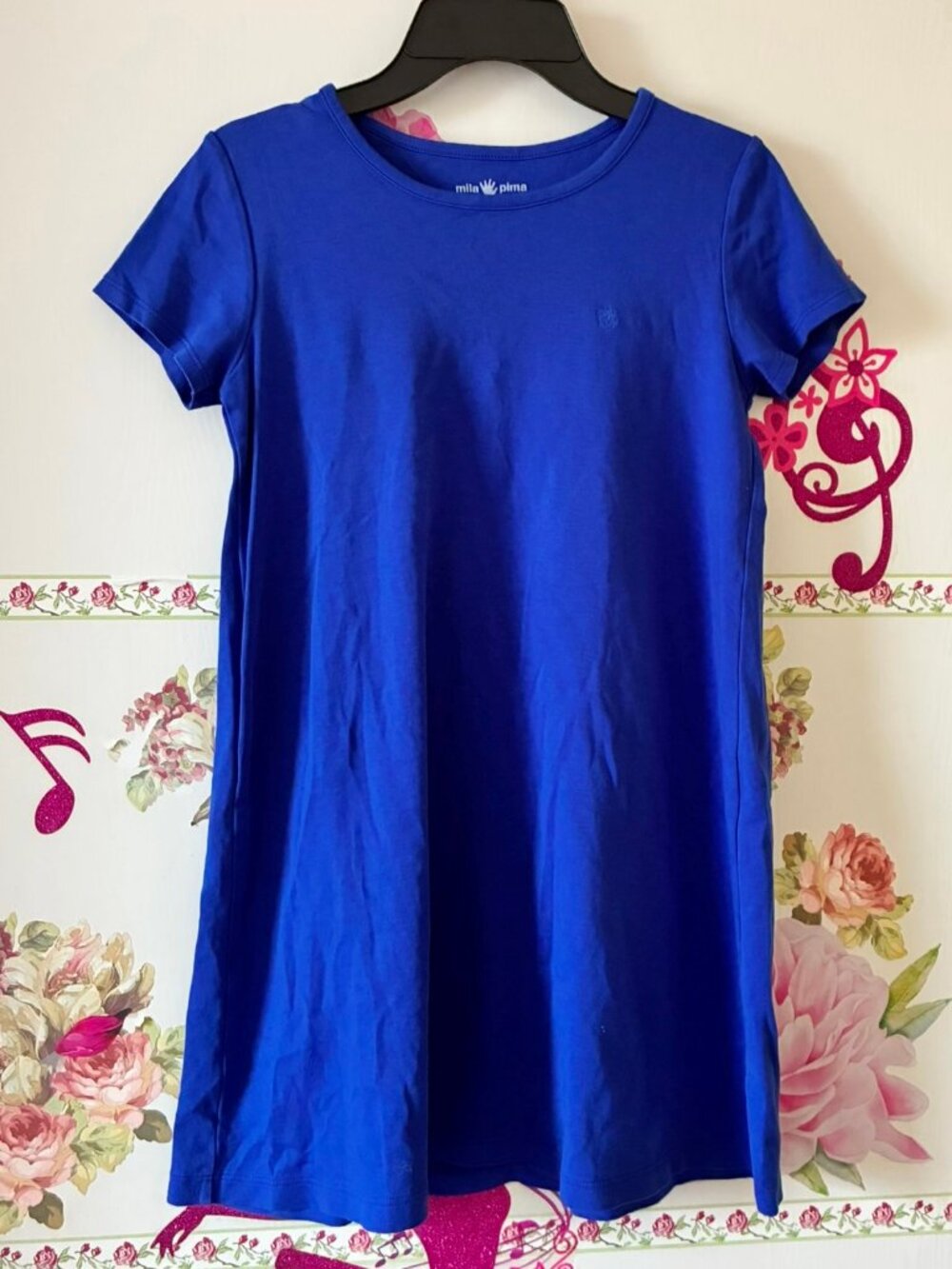 Mila Pima Blue 100% Pima Cotton Girls Simple Dress made in Peru Size 10 11